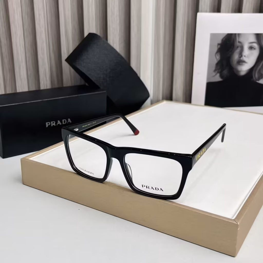 Prada Bold Black Square Optical Frame
